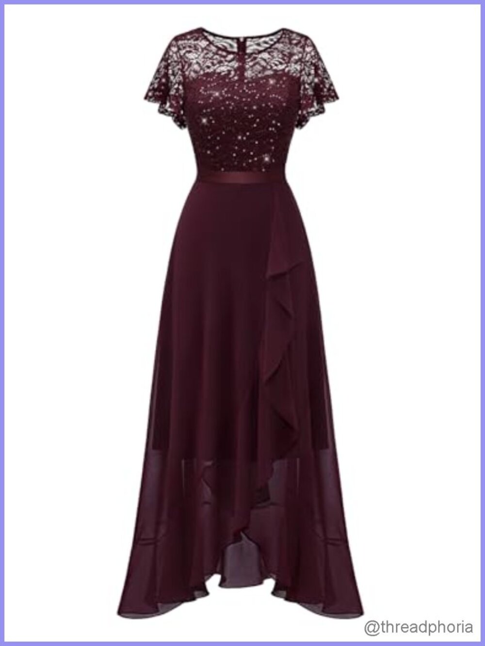 Sequin Lace Formal Cocktail Dress Wedding Guest Prom Gown Flutter Sleeve